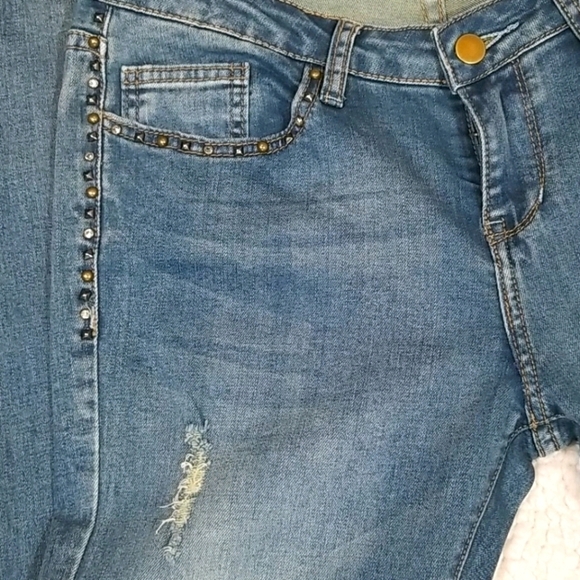 William Rast Studded Skinny Blue Jeans - Picture 2 of 7